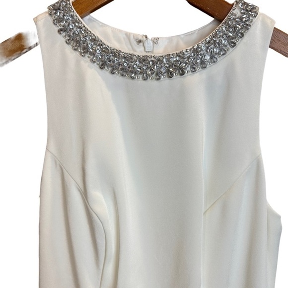 Mac Duggal NWT Ieena Bejeweled Body Con Sleeveless White Mini Dress, size 0 - Picture 5 of 10